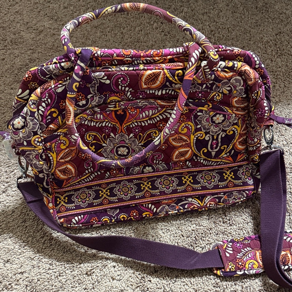 Vera Bradley Purple and Orange  laptop travel bag